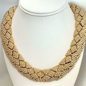 Ciner Gold Tone Collar Necklace 299g Heavy Textured Statement Vintage